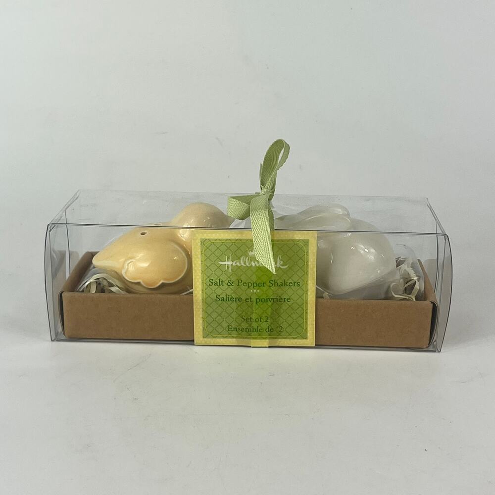 Chick Bunny Easter Salt Pepper Shaker Set New Hallmark Retired NOS Yellow White